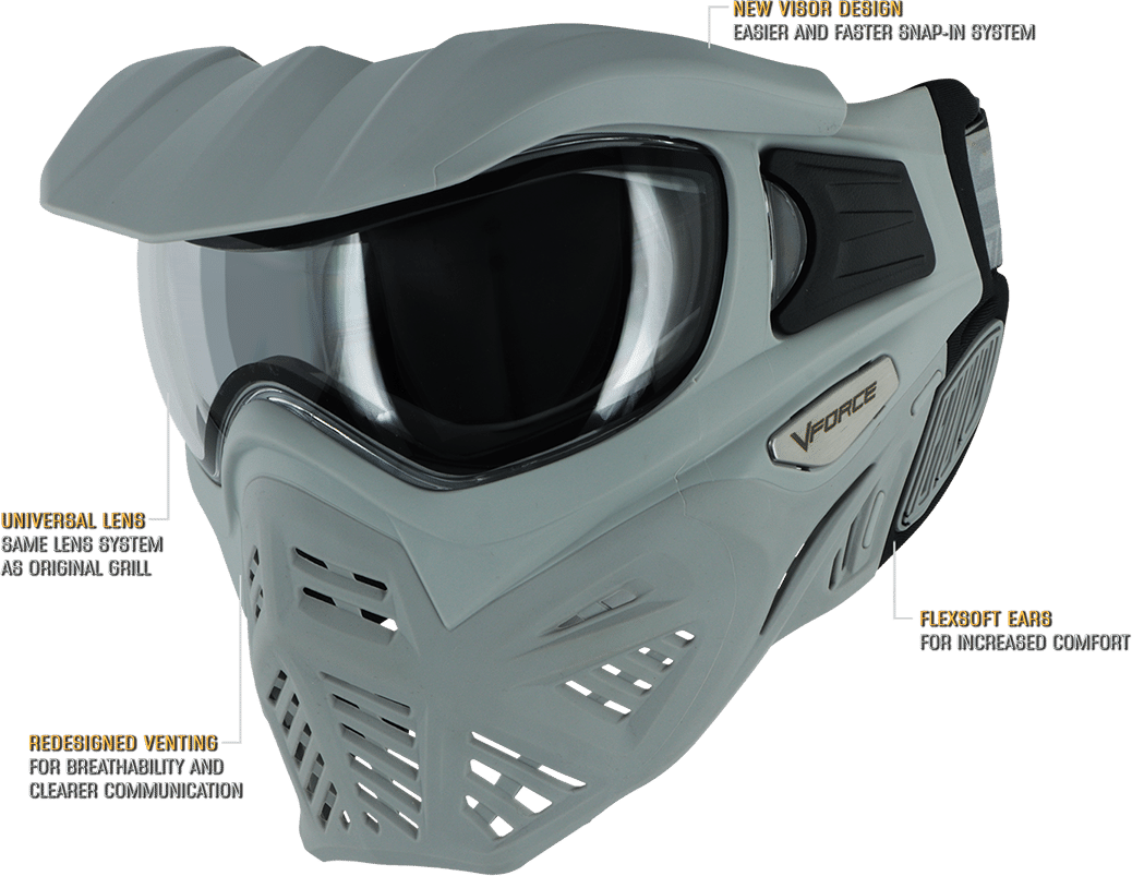 Details about   VForce Grill SE Paintball Goggle Mask Catacomb Quicksilver & Clear Thermal Lens 